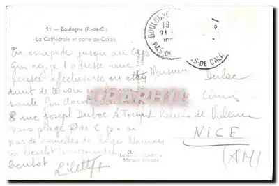 Die Kathedrale und das Tor von Calais — Boulogne-sur-Mer — Verlag Gaby, Nr. 11 — Rückseite