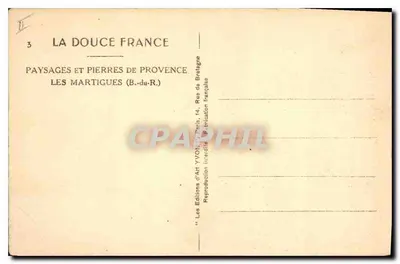 Les Martigues (B.-du-R.) — Paisagens e Pedras da Provência — Edições d'Art Yvon, Paris — Verso