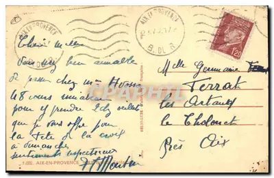 Fontanna Hydrothène — Aix-en-Provence — wydano przez Rella — Rewers