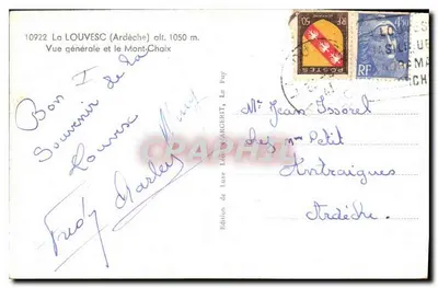 La Louvesc (Ardèche) — Vista geral e o Mont-Chaix — Edição de Luxo Léon GARGERIT — Verso