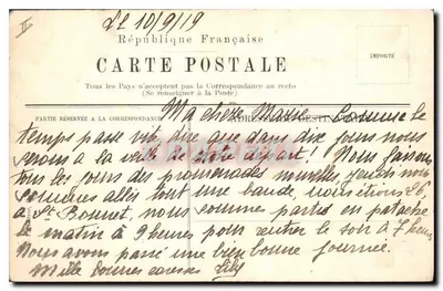 Twee personen op een houten brug — uitzicht op de rivier — uitgave M. 178, gou. — Achterkant