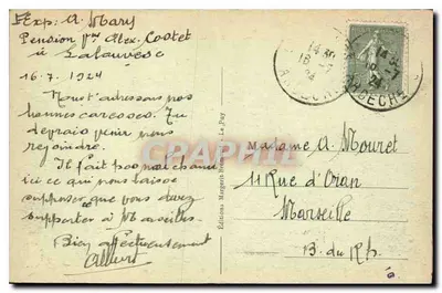 LA LOUVESC (Ardèche) — Ardèche의 Ay 계곡과 Dauphiné 평원의 전경 (알프스 전망) — Margerit-Bromet 출판사, Le Puy, 번호 6572 — 뒷면