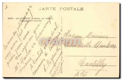 La Louvesc (Ardèche) — Vista geral sudeste — Edição de Arte Marguerite & Émondi — n° 9825 — Verso