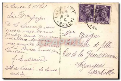 La Louvesc (Ardèche) — Widok z północy — Jezioro Grand-Lieu (wys. 1050 m.), idealna kura powietrza — Wydawnictwo Marguerat, Le Puy — Rewers