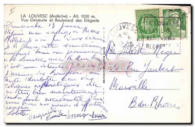 La Louvesc — Vista Geral e Boulevard dos Elefantes — editor não visível — Verso