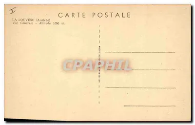 La Louvesc (Ardèche) — Vista Geral — Altitude 1050 m — Nélio Gravure & Pier Vacon — Verso