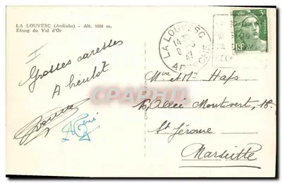 La Louvesc (Ardèche) — Etang du Val d'Or — Verlag R. W. (unterschrieben unten rechts) — Rückseite