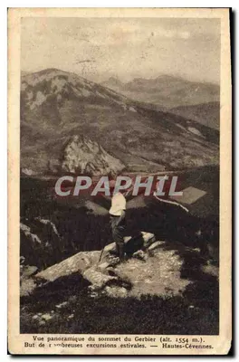 Bilhete postal antigo Vista panorâmica do Cume do Gerbier (alt. 1554 m) Destino de muitas excursões de verão Altas