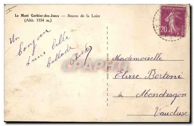 O Monte Gerbier-des-Joncs — Fonte da Loire — Fot. Comitê Mâcon — Verso