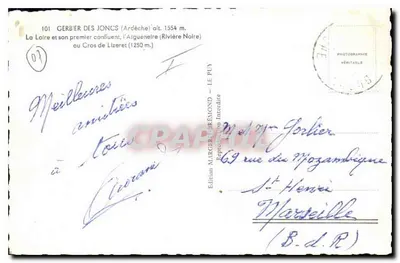 Gerbier-des-Joncs — confluência da Loire e da Aigueneire — Edição Marguerite Rémond - Le Puy — Verso