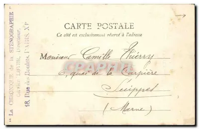 Paris — Igreja da Imaculada Conceição — Editor: La Chronique de la Sténographie, n°205 — Verso