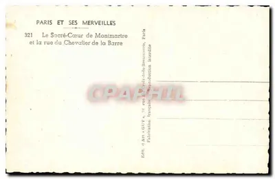 O Sagrado Coração de Montmartre — vista da rue du Chevalier de la Barre — editor Guy, n° 321 — Verso