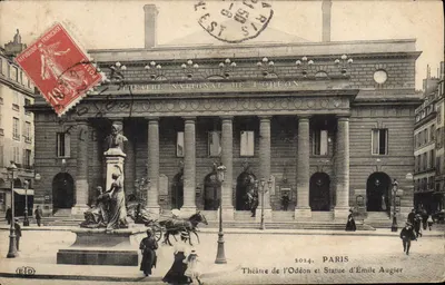 Théâtre de l'Odéon et Statue d'Émile Augier — Paris — Éditeur E-D