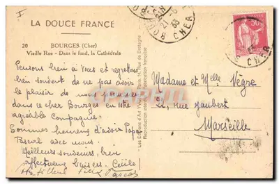Bourges — Katedra — Wydawnictwo Sztuki, Paryż, nr 20 — Rewers