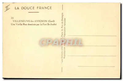 Villeneuve-lès-Avignon — Een oude straat gedomineerd door Fort Saint-André — Les Éditions d'Art Yvon, Parijs — Achterkant