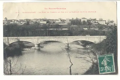 Montrejeau — O Pont do Caminho de Ferro sobre a Garonne e Vista Geral — La Haute-Garonne