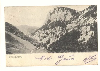 Semmering — vista do viaduto e do paisagem montanhosa — editor não identificado