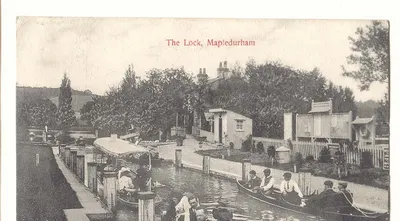 The Lock, Mapledurham — vista do dique e das embarcações — editor não identificável