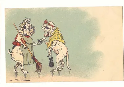 Dois cães antropomórficos — cena humorística — A. Vimar