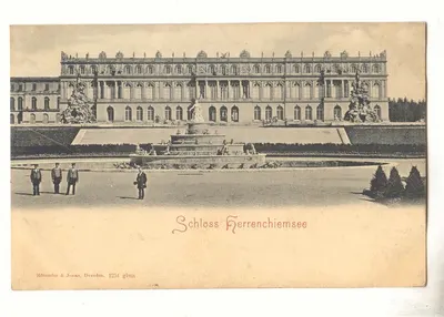 Schloss Herrenchiemsee — vista do castelo com fonte — Römmeler & Jonas, Dresden, n° 1251 gina