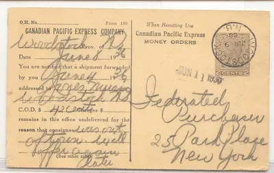 Canadá CAnadian Pacific Express cartão Woodstockk 1936 (estacionário inteiro)