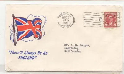 Cobertura patriótica canadense da Segunda Guerra Mundial com bandeira (envelope)