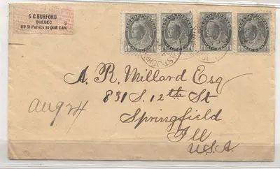 Canadá #74 *4 no envelope para os EUA 1900 (envelope carta)