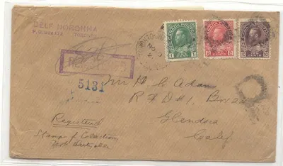 Canadá 1921 selo registrado (envelope carta)
