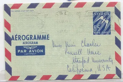 Noruega Aerogram aerograma usado em 1955 (Norge Noruega estação postal inteira)