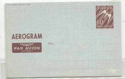 Noruega Aerograma aerogramme LF 2 MINT(Norge Noruega estacionário inteiro postal)