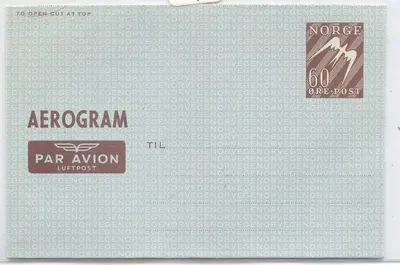 Noruega Aerogram aerogramme LF 3 MINT (Norge Norvege statiionary entier postal)