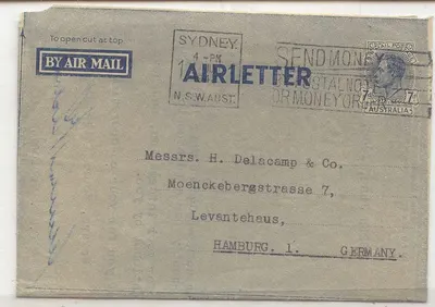 Correio aéreo de Australia AlS 2 usado de 1948 para Alemanha (australie entier postal)