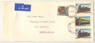 Rhodesia Train set used in 1969 (locomotives lettre transport)