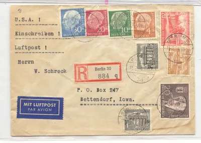 Alemanha Berlim 1954 correio registrado (correio)
