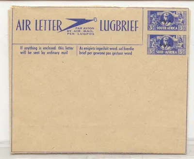 África do Sul aerograma aerogram AlS 1 com sobreimpressão#1 (material postal estacionário África do Sul) Raro