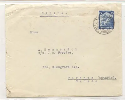 Alemanha Michel 568 uso solo para Canadá (carta de Alemanha com envelope)