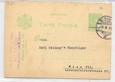 Romênia 1930 P84 material postal completo (Romênia)