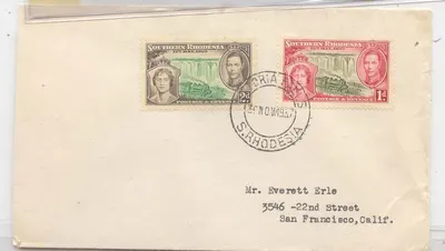 Rodesia do Sul Trem 1937 envelope para os EUA (letra África África)