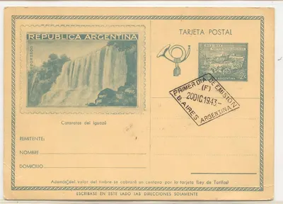 Argentina 1943 bilhete postal governamental com vista H&G 68 cancelado sob encomenda (entier postal)