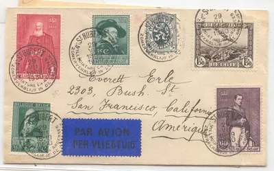 Bélgica Carta com série de 1930 (cover Belgium) + Bilhete postal antigo St Hubert