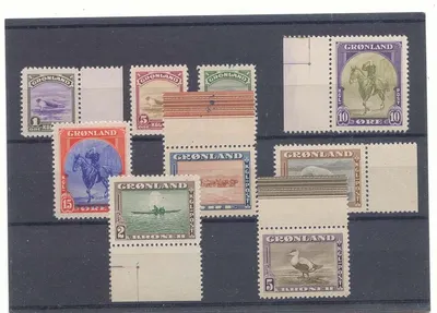 Groenlandia Greenland Serie 1945 Bord de Feuille ** Soberbo (ours oiseau bird bear kayak polar polaire)