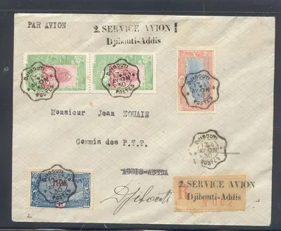 Cote das Somalias Vol Djibouti Addis Abeba do 17 4 1930 (1st flight carta)