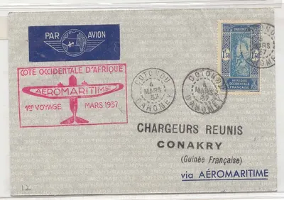 Dahomey 1º voo Cotonou Conakry 4 Mar 1937 voo Cotonou Paris (flight letter)