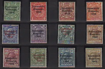 Irlandia — seria 1922 nadruk Saorstat w czerni lub czerwieni ** Stan doskonały zestaw 12 MNH Superb i rzadki !