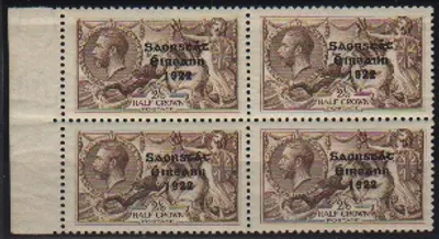 Irlanda - Superb bloc de 4 du 2/6s w ** nowe bez charniery Superb block of 4 in MNH condition **