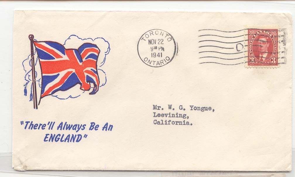 Canada WW2 patriotic cover drapeau flag (cover lettre)