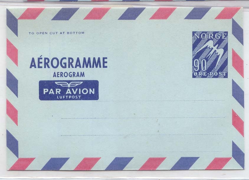 Norway Aerogram aerogramme MINT (Norge Norvege statiionary entier postal)