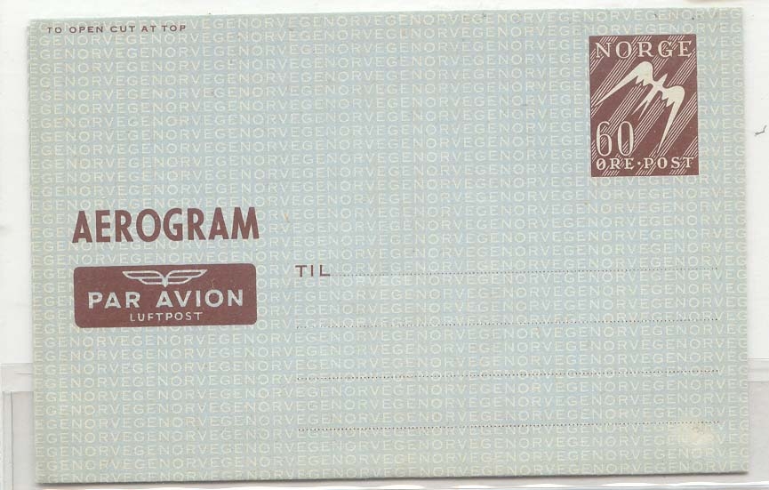 Norway Aerogram aerogramme LF 2 MINT(Norge Norveg statiionary entier postal)