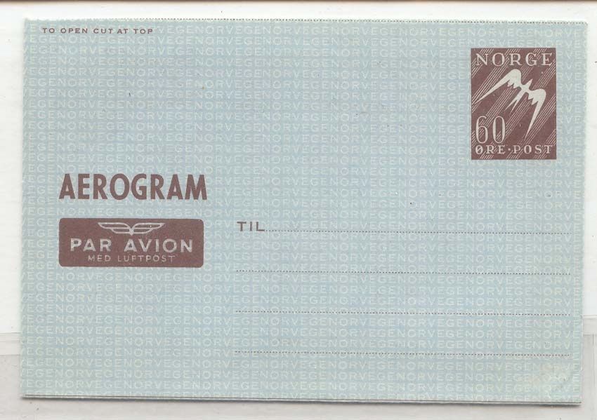 Norway Aerogram aerogramme AlS 2 MINT (Norge Norveg statiionary entier postal)