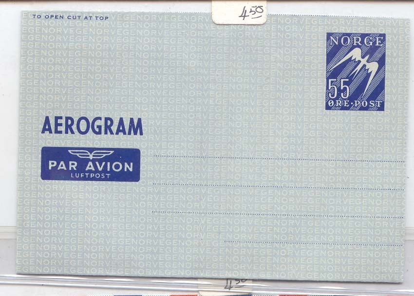Norway Aerogram aerogramme LF 6 MINT (Norge Norvege statiionary entier postal)